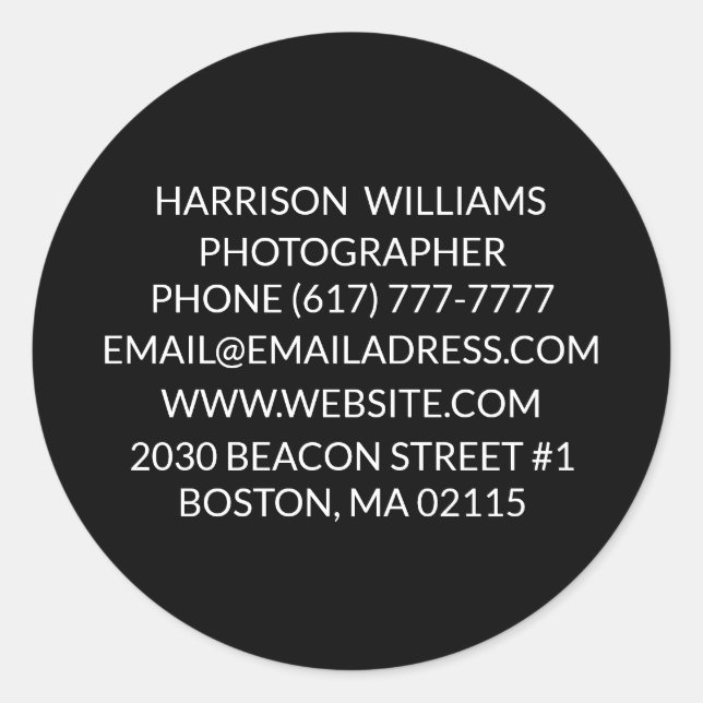 Adesivo Redondo Personalizar preto elegante minimalista (Frente)