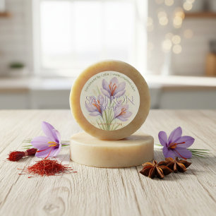 Adesivo Redondo Personalizar Saffron Soap Watercolor Negócios