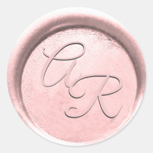 Adesivo Redondo *~* PERSONALIZAR SELLO DE CERA ROSE GOLD BLUSH Cas