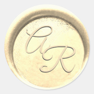 Adesivo Redondo *~* PERSONALIZAR Selo de Cera Dourado Elegante par