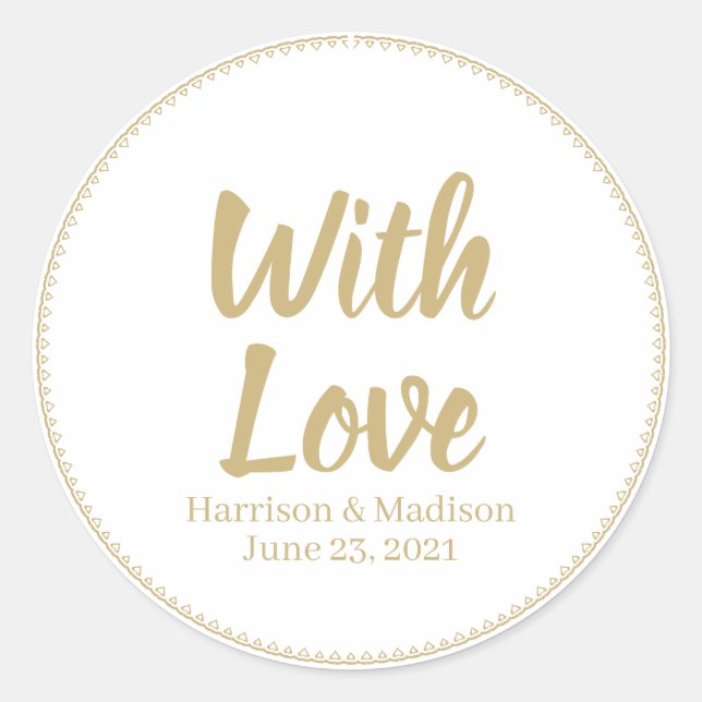 Adesivo Redondo personalizar texto Favoritos de presente de casame (Frente)