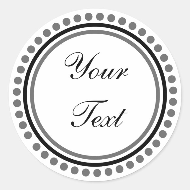 Adesivo Redondo Personalizável (círculo de ponto preto/Cinza) (Frente)
