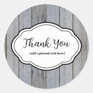 Adesivo Redondo Personalizável Obrigado Madeira Injetável