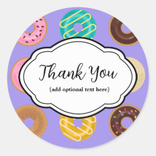 Adesivo Redondo Personalizável Obrigado Rosquinhas Sticker