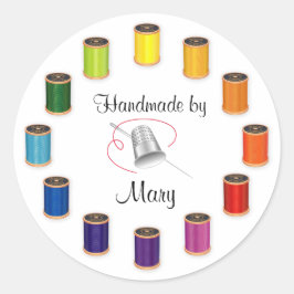 Adesivo Redondo Personalize a sua costura, o Thimble, a Agulha e o