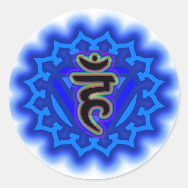 Adesivo Redondo Personalize a sua própria Chakra Throat Chakra (Frente)