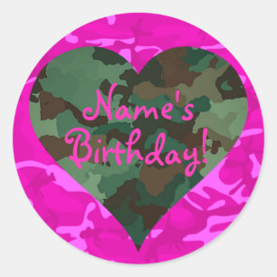 Adesivo Redondo Personalize - Camo cor-de-rosa