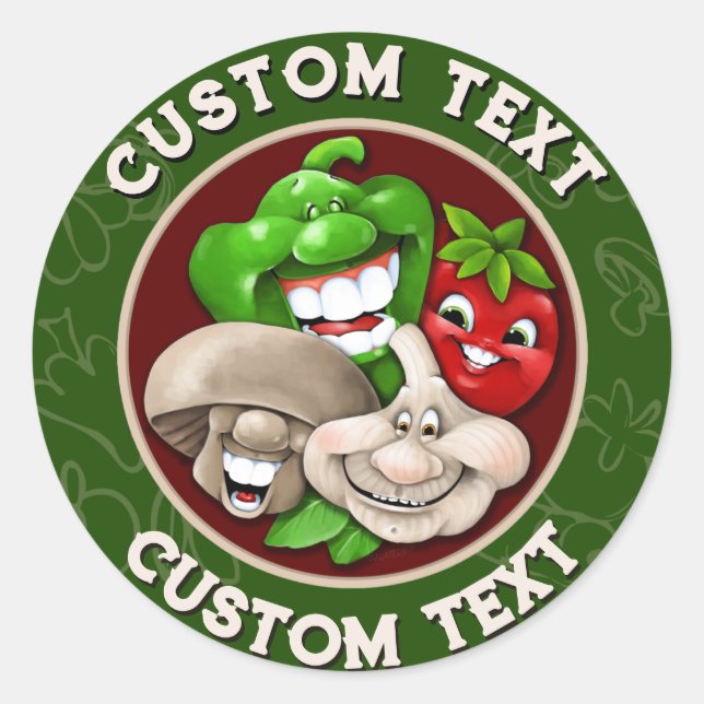 Adesivo Redondo Personalize Cozinha de Comida Italiana Feliz Negóc (Frente)