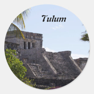 Adesivo Redondo Personalize EL Castillo de Tulum - ruínas maias