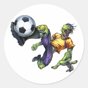 Adesivo Redondo Personalize Jogador de Futebol Zumbi Assustador de