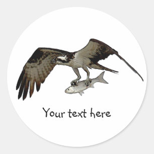 Adesivo Redondo Personalize-me! Osprey com peixes