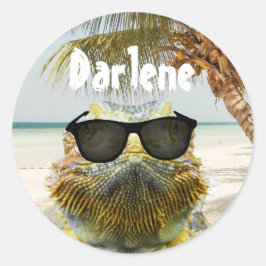 Adesivo Redondo Personalize o Summer Beach Fund