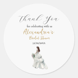 Adesivo Redondo Personalize o vestido de chá de noiva Obrigado