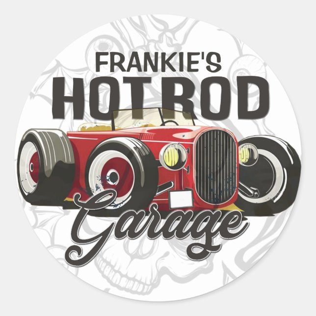 Adesivo Redondo Personalize seu NOME Carro Personalizado de Garage (Frente)