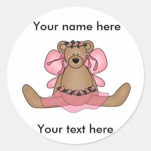 Adesivo Redondo Personalize seu Urso Ballerina