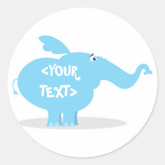 Adesivo Redondo Personalize um Elefante, <YOUR TEXT>