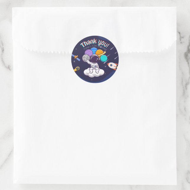 Adesivo Redondo Personalized Astronaut Party Thank-You (Bolsa)