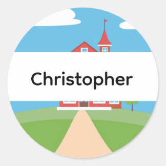 Adesivo Redondo Personalized Back to School Building Name Stickers