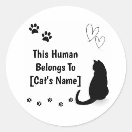 Adesivo Redondo Personalized Black Cat Sticker