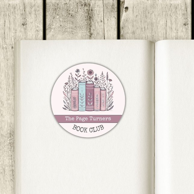 Adesivo Redondo Personalized Book Club Floral Bookplate (Criador carregado)