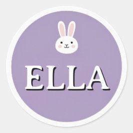 Adesivo Redondo Personalized Bunny Name Sticker – Cute Design 