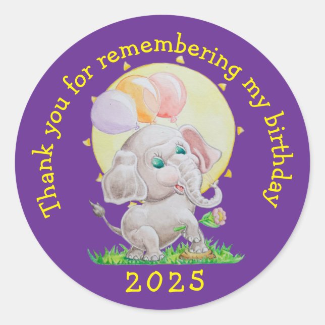 Adesivo Redondo Personalized Children's Birthday Stickers  (Frente)