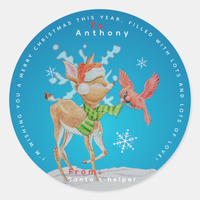 Adesivo Redondo Personalized Children's Christmas Stickers  (Frente)