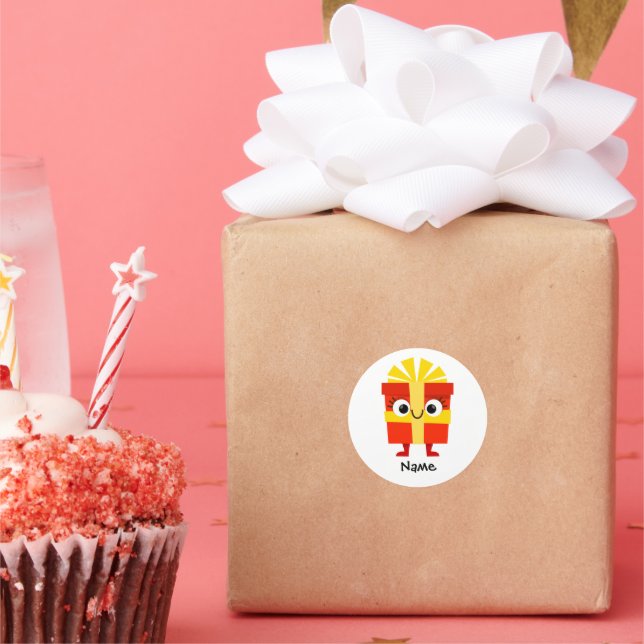 Adesivo Redondo Personalized Christmas Gift Sticker – Custom Name  (Festa)