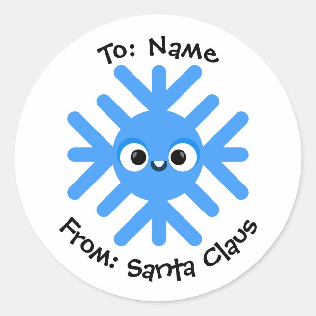 Adesivo Redondo Personalized Christmas Snowflake Sticker – To/From (Frente)