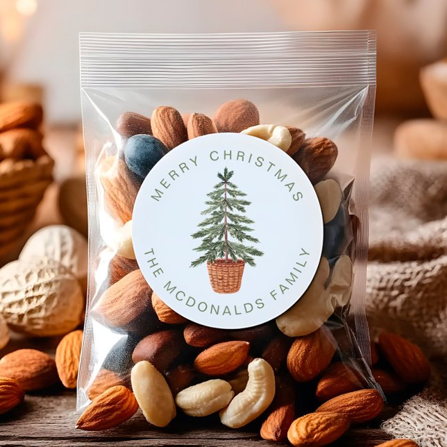 Adesivo Redondo Personalized Christmas Stickers Minimalist Tree (Criador carregado)