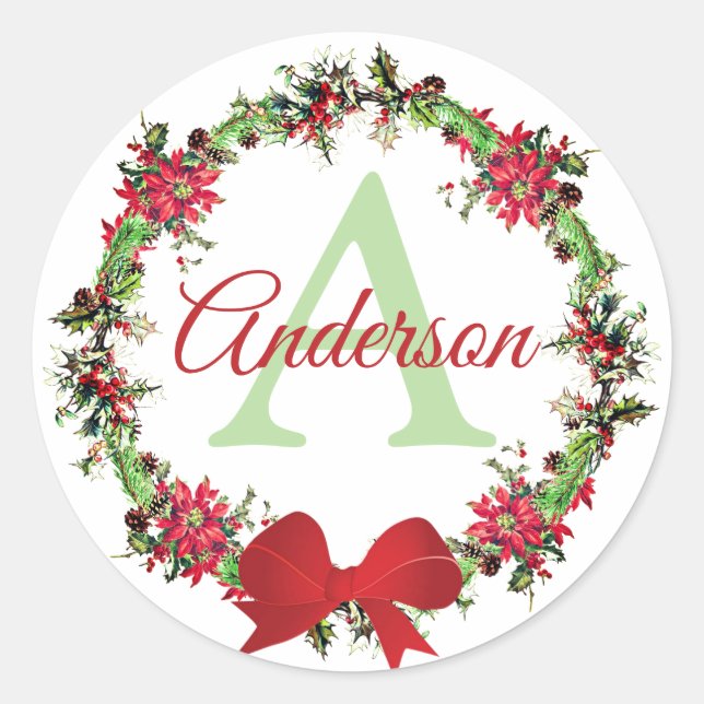 Adesivo Redondo Personalized Christmas wreath (Frente)