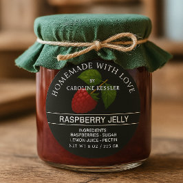 Adesivo Redondo Personalized Country Farm Raspberry Jam Canning