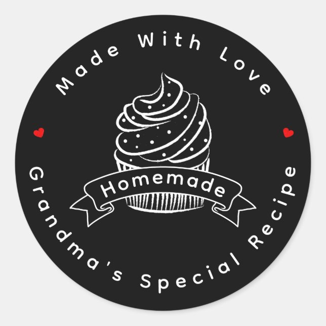 Adesivo Redondo Personalized Cupcake Homemade Made With Love (Frente)