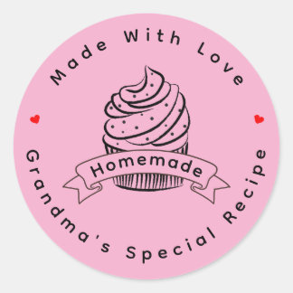Adesivo Redondo Personalized Cupcake Homemade Made With Love