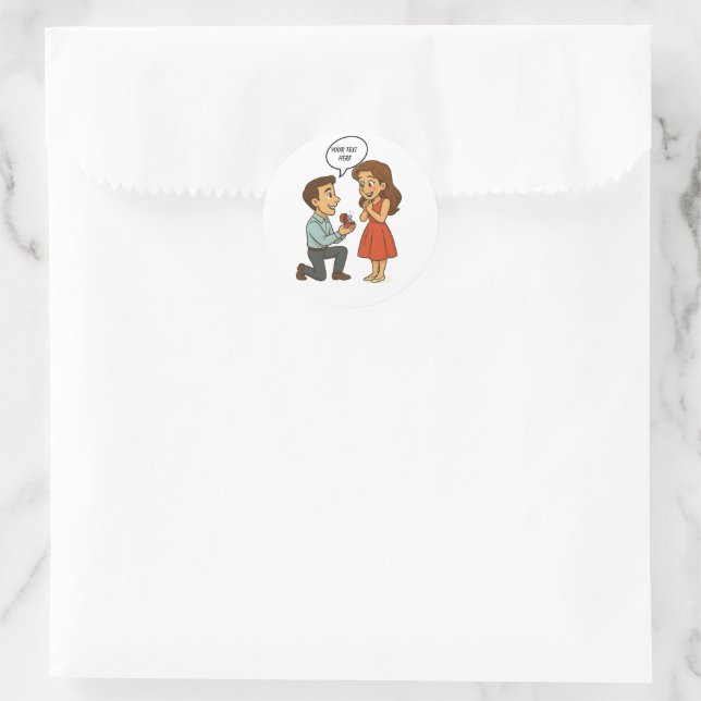 Adesivo Redondo Personalized Custom Will You Marry Me Marriage  (Bolsa)