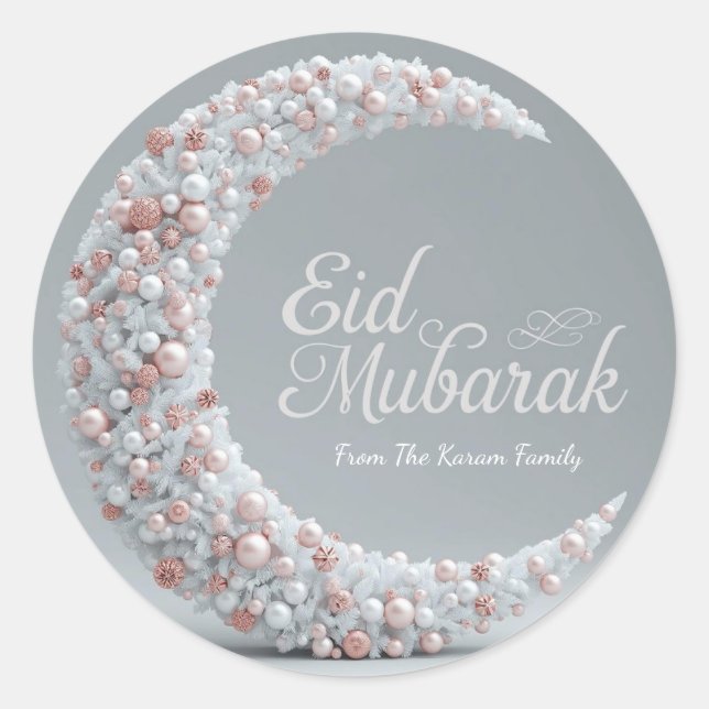 Adesivo Redondo Personalized Eid Mubarak Muslim modern Classic  (Frente)