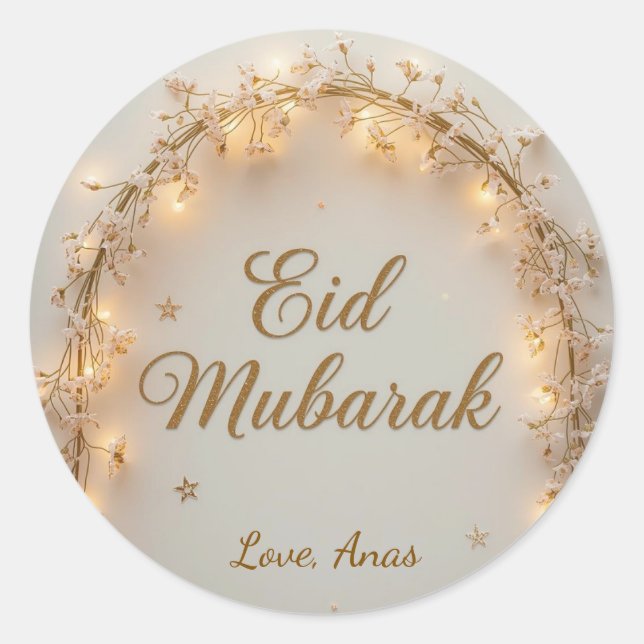 Adesivo Redondo Personalized Eid Mubarak Round Stickers (Frente)
