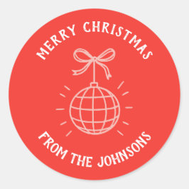 Adesivo Redondo Personalized Family Name Merry Christmas 