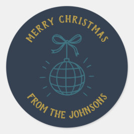 Adesivo Redondo Personalized Family Name Merry Christmas 