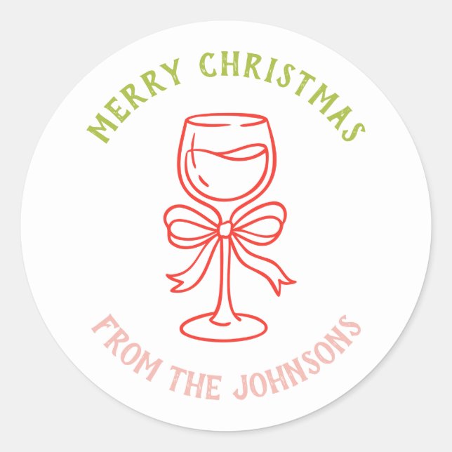 Adesivo Redondo Personalized Family Name Merry Christmas Drink (Frente)
