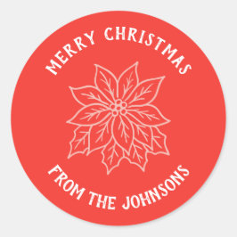 Adesivo Redondo Personalized Family Name Merry Christmas Flower