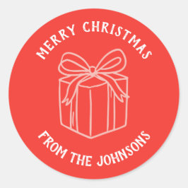 Adesivo Redondo Personalized Family Name Merry Christmas Gift