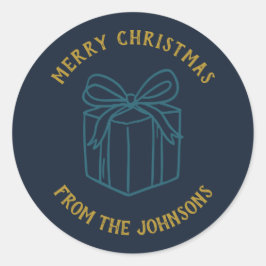Adesivo Redondo Personalized Family Name Merry Christmas Gift