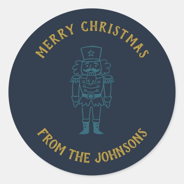 Adesivo Redondo Personalized Family Name Merry Christmas Prince (Frente)