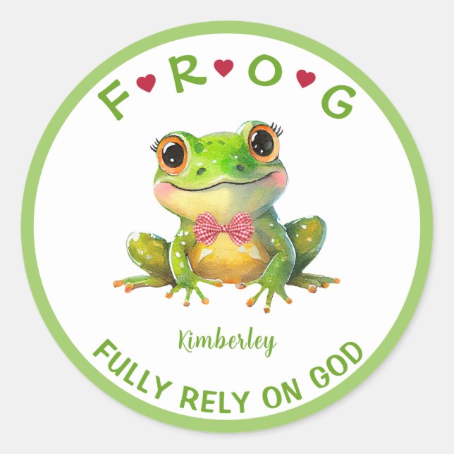 Adesivo Redondo Personalized Fully Rely on God Frog (Frente)