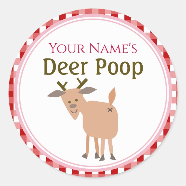 Adesivo Redondo Personalized Funny Reindeer Poop Christmas Gift (Frente)