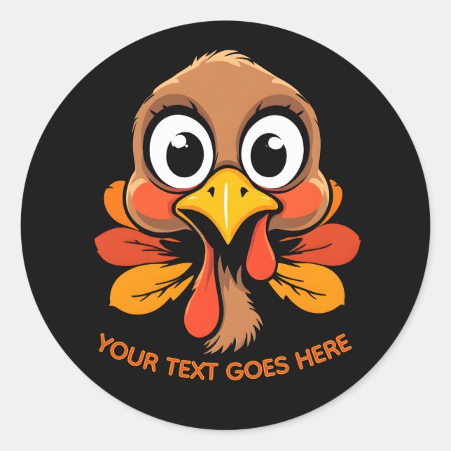 Adesivo Redondo Personalized Funny Turkey Face Thanksgiving (Frente)