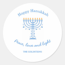 Adesivo Redondo Personalized Hannukah labels - Happy Hanukkah