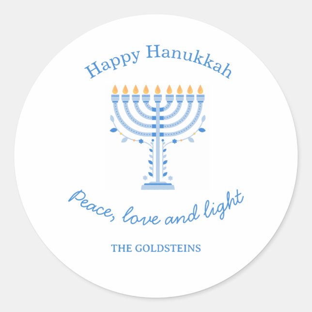 Adesivo Redondo Personalized Hannukah labels - Happy Hanukkah (Frente)