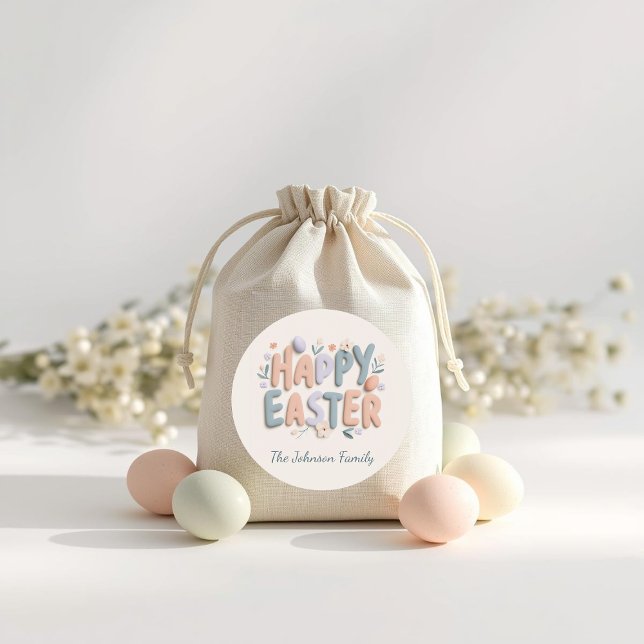 Adesivo Redondo Personalized Happy Easter Family Stickers (Criador carregado)